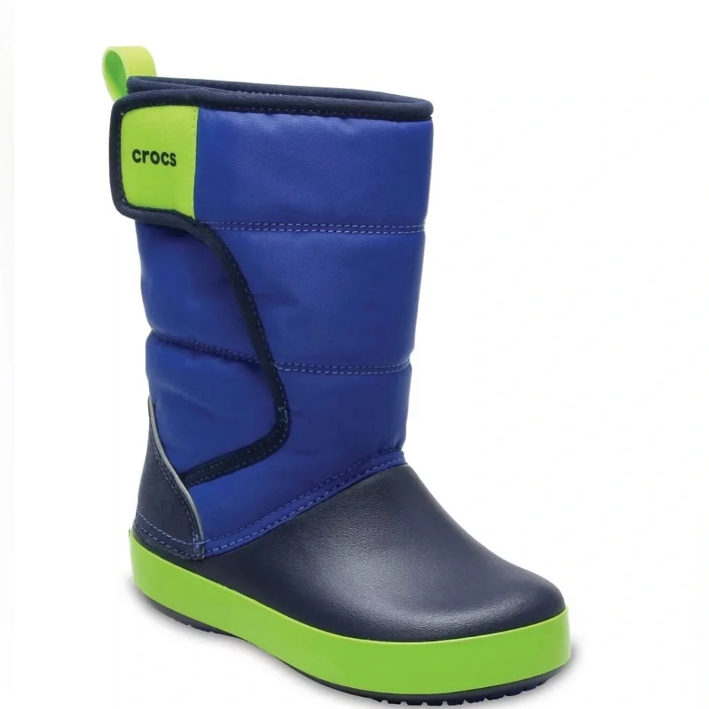 Crocs Kids Lodge Point Snow Boots‎ Boys Size 12 Blue And Green
